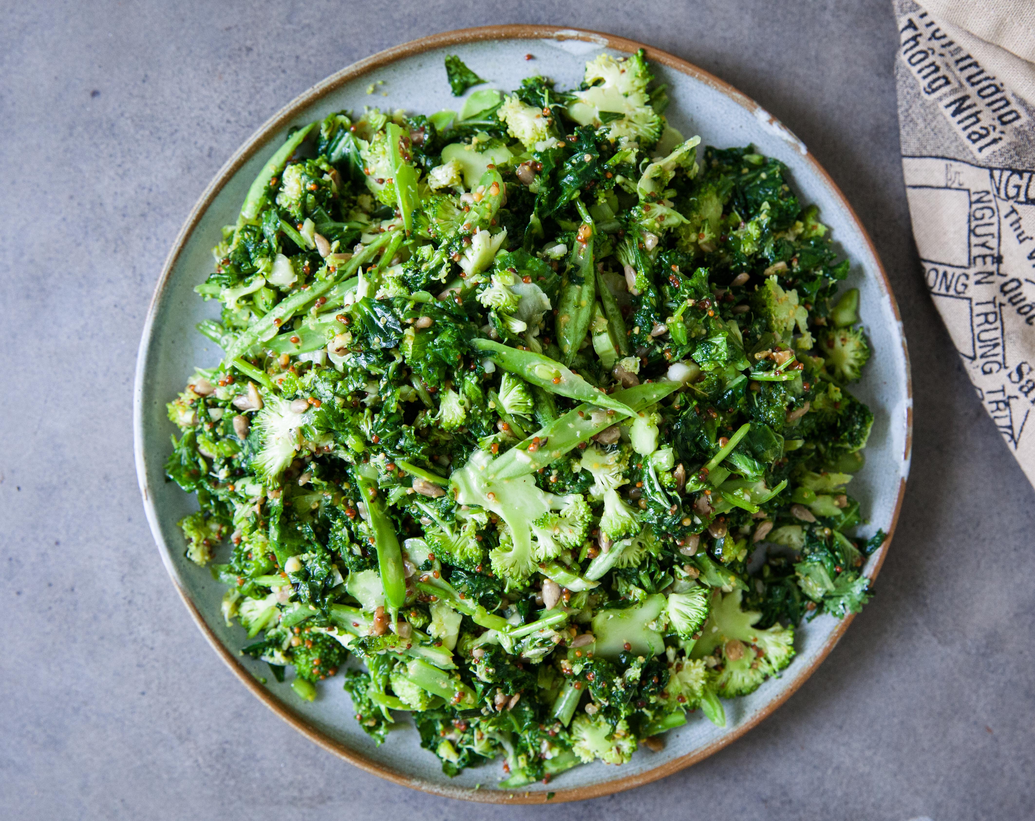 Raw Green Salad with Honey Mustard Dressing